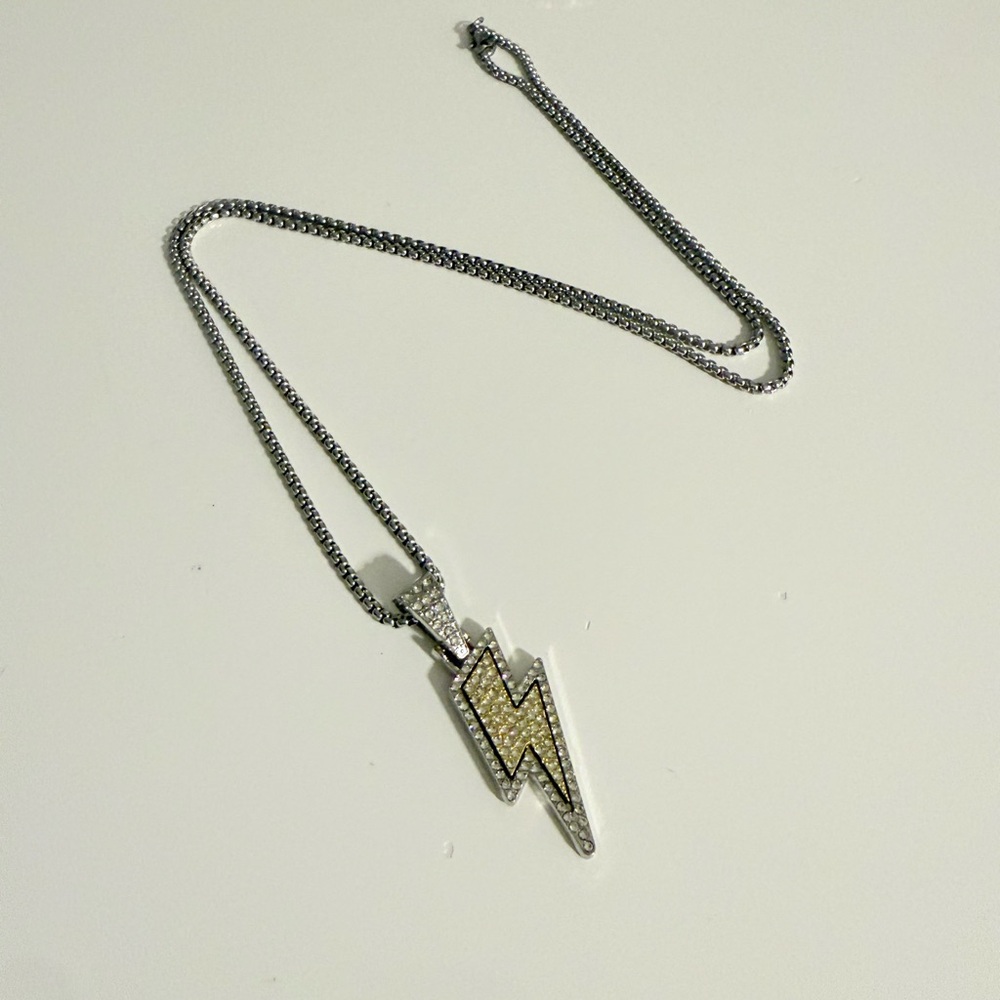 Elegant Silver Lightning Bolt Necklace
